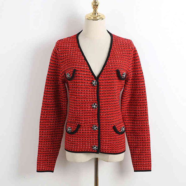 women's jackets spring women striped embroidery vintage office ladies long-sleeved v-neck slim two-pocket red knit cardigan luxury clot, Black;brown
women's jackets spring women striped embroidery vintage office ladies long-sleeved v-neck slim two-pocket red knit cardigan luxury clot, Black;brown