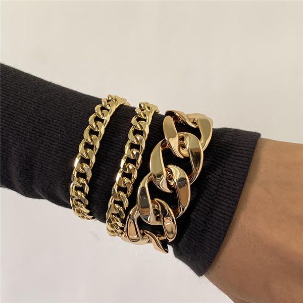 link, chain 3pcs punk curb cuban chunky thick bracelets set for women vintage gold color charm bangles trendy jewelry, Black
link, chain 3pcs punk curb cuban chunky thick bracelets set for women vintage gold color charm bangles trendy jewelry, Black
