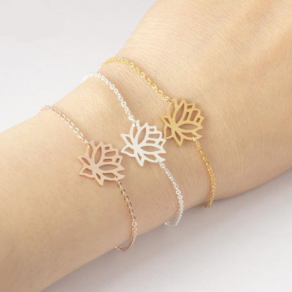 link, chain rose gold lotus flower bracelets for women bohemian jewelry stainless steel kids bracelet femme friend gifts bff, Black
link, chain rose gold lotus flower bracelets for women bohemian jewelry stainless steel kids bracelet femme friend gifts bff, Black