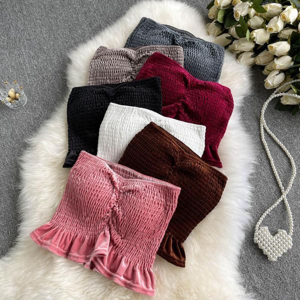 women's tanks & camis singreiny summer retro velour strapless women elastic ruched slim short tube off shoulder crop, White
women's tanks & camis singreiny summer retro velour strapless women elastic ruched slim short tube off shoulder crop, White