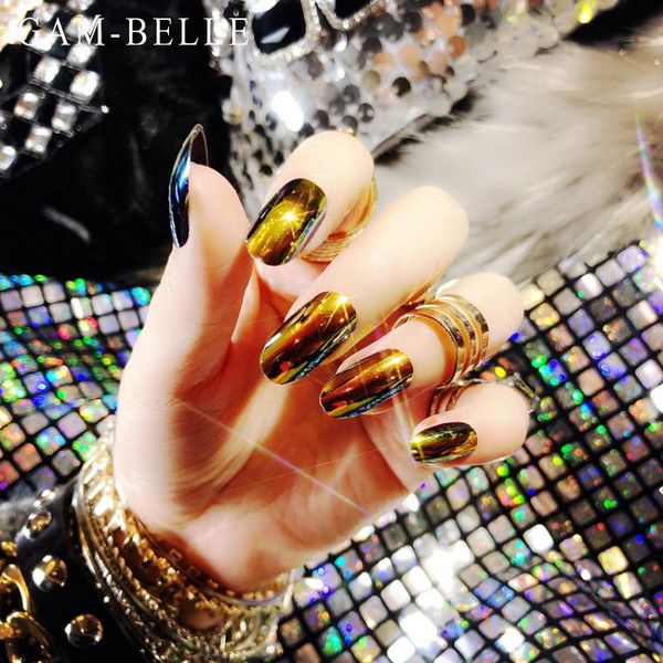 false nails gam-belle 24pcs shiny punk style fake long ellipse metallic mirror full cover press on manicure beauty tools, Red;gold
false nails gam-belle 24pcs shiny punk style fake long ellipse metallic mirror full cover press on manicure beauty tools, Red;gold