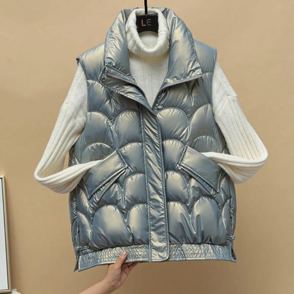 women's vests glossy short winter vest women jacket waistcoat mujer chaqueta loose warm ladies pocketthick sleeveless down cotton femal, Black;white
women's vests glossy short winter vest women jacket waistcoat mujer chaqueta loose warm ladies pocketthick sleeveless down cotton femal, Black;white