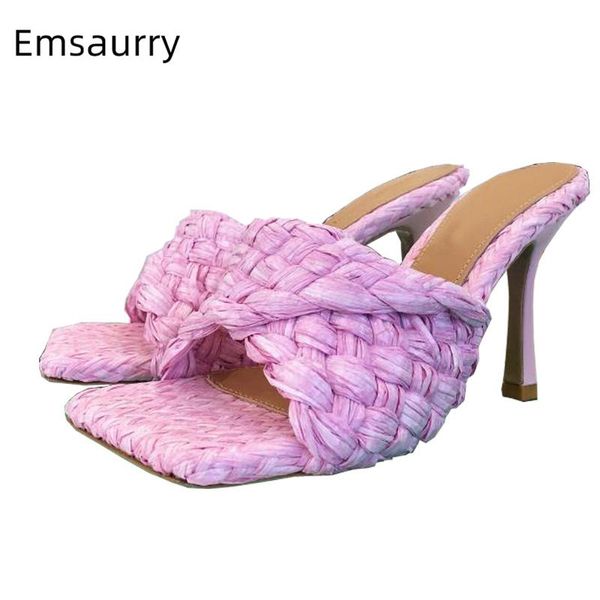 sandals unique cane plaited one-strap mules lady summer 9cm thin high heels square toe weave knitted slingbacks women, Black
sandals unique cane plaited one-strap mules lady summer 9cm thin high heels square toe weave knitted slingbacks women, Black