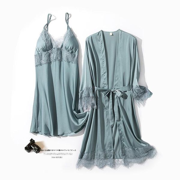 women's sleepwear spring women robe nightgown sets lace kimono bathrobe gown soft 2pcs nightdress satin nighty sleep suit, Black;red
women's sleepwear spring women robe nightgown sets lace kimono bathrobe gown soft 2pcs nightdress satin nighty sleep suit, Black;red