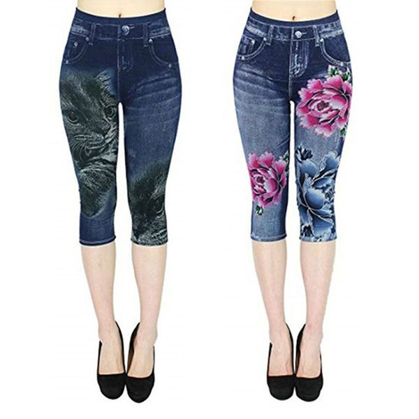 leggings fashion imitation denim capris summer printed high waist women's pants, Black
leggings fashion imitation denim capris summer printed high waist women's pants, Black