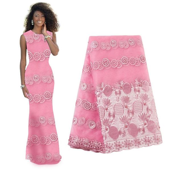 ribbon african lace fabric 2021 embroidered nigerian laces bridal french tulle for wedding party, Pink;blue
ribbon african lace fabric 2021 embroidered nigerian laces bridal french tulle for wedding party, Pink;blue