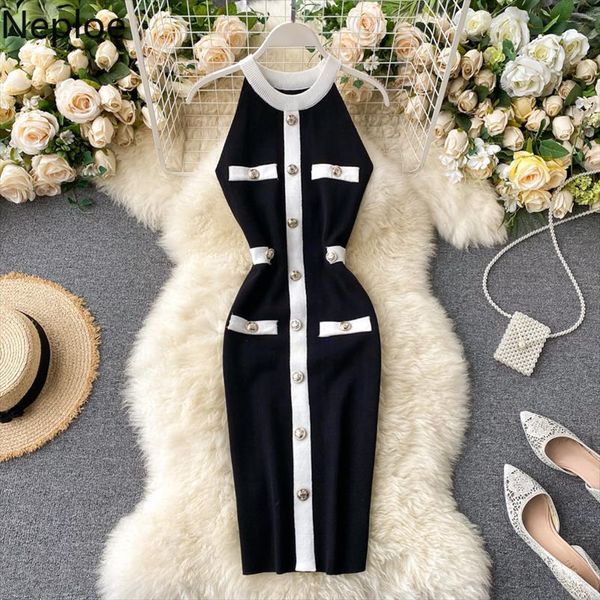 retro fashion halter women dresses buckle slimming vestidos knitted summer stretch waist bodycon, Black;gray
retro fashion halter women dresses buckle slimming vestidos knitted summer stretch waist bodycon, Black;gray