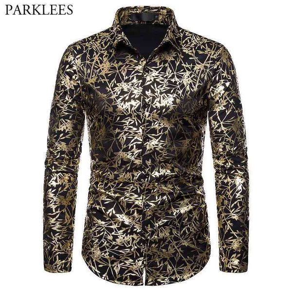 men's shiny leaves gold printed luxury dress shirts autumn slim fit long sleeve wedding dinner shirt male 210522, White;black
men's shiny leaves gold printed luxury dress shirts autumn slim fit long sleeve wedding dinner shirt male 210522, White;black