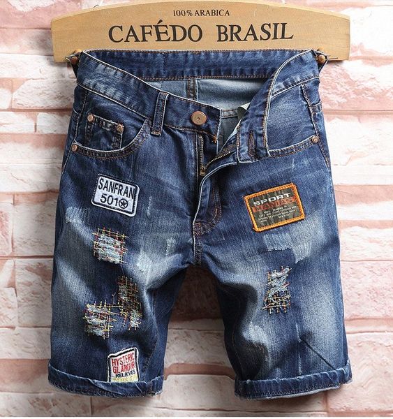 men summer blue denim shorts high street style short jeans men holes patch straight knee length jeans size 38 v8lo#
men summer blue denim shorts high street style short jeans men holes patch straight knee length jeans size 38 v8lo#
