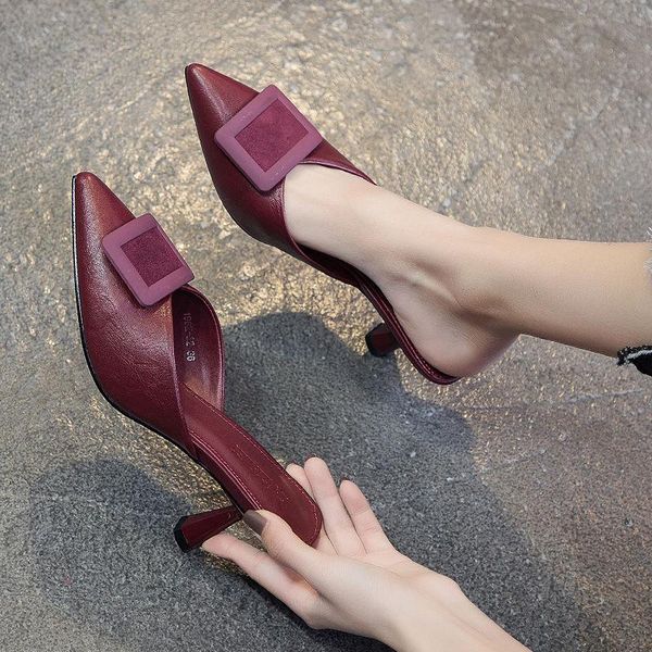women's elegant mules woman casual slippers 2021 ladies high heels fashion female pointed toe shoes women candy colors footwear, Black
women's elegant mules woman casual slippers 2021 ladies high heels fashion female pointed toe shoes women candy colors footwear, Black