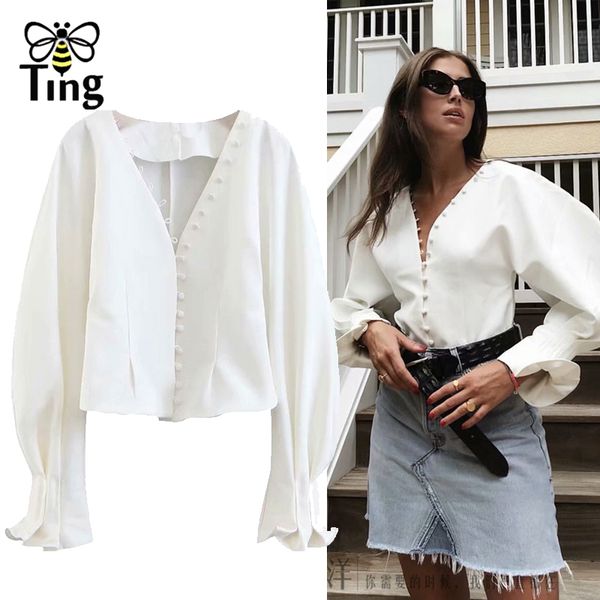 designer lantern full sleeve v neck casual blouse femal white button fashion street chic shirt 210513
designer lantern full sleeve v neck casual blouse femal white button fashion street chic shirt 210513