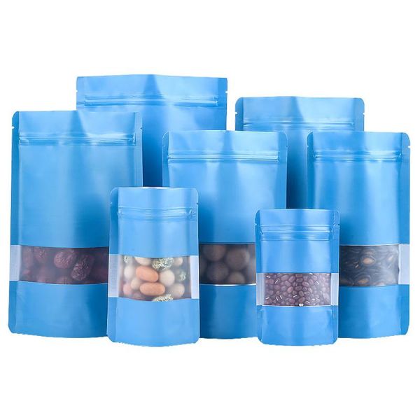 storage bags 100pcs blue aluminum foil stand up bag with frosted window self grip seal tear notch resealable doypack pouches
storage bags 100pcs blue aluminum foil stand up bag with frosted window self grip seal tear notch resealable doypack pouches