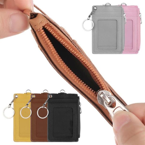 card holders 1pc small wallet credit multi-card package fashion pu function zipper ultra-thin case student women coin purse keychain, Brown;gray
card holders 1pc small wallet credit multi-card package fashion pu function zipper ultra-thin case student women coin purse keychain, Brown;gray