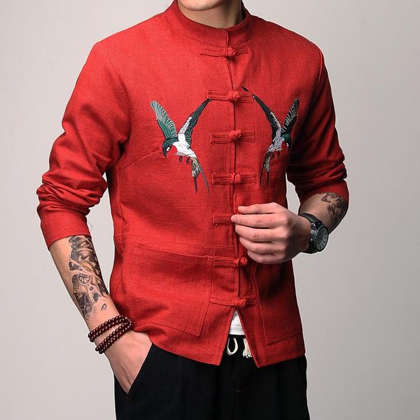 ethnic clothing mens traditional chinese cotton linen tang suit men bird embroidered tai chi master jackets male, Red
ethnic clothing mens traditional chinese cotton linen tang suit men bird embroidered tai chi master jackets male, Red