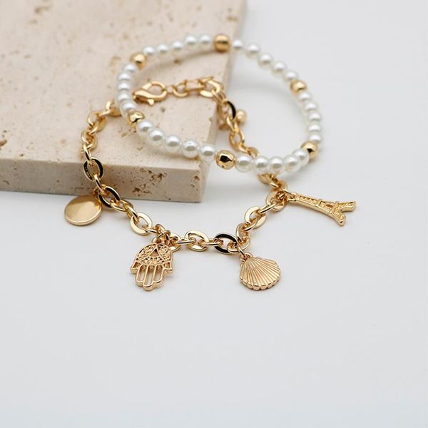 charm bracelets bohemian women's elastic bracelet gold pearl fashion multilayer beaded eiffel tower set bangles jewelry 202138, Golden;silver
charm bracelets bohemian women's elastic bracelet gold pearl fashion multilayer beaded eiffel tower set bangles jewelry 202138, Golden;silver