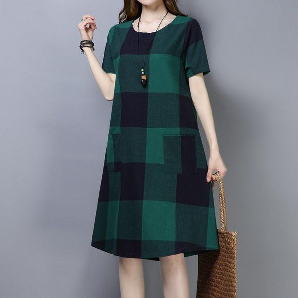 casual dresses o neck dress women's vintage plaid print short sleeve elegant ladies harajuku loose naiste kleit #g3, Black;gray
casual dresses o neck dress women's vintage plaid print short sleeve elegant ladies harajuku loose naiste kleit #g3, Black;gray