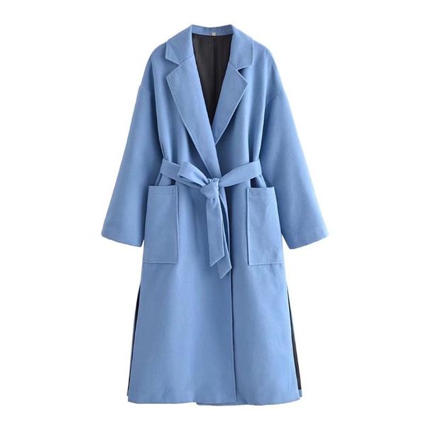 women's wool & blends chic women woolen overcoat winter 2021 belt long coat female casual trench outerwear clothing, Black
women's wool & blends chic women woolen overcoat winter 2021 belt long coat female casual trench outerwear clothing, Black