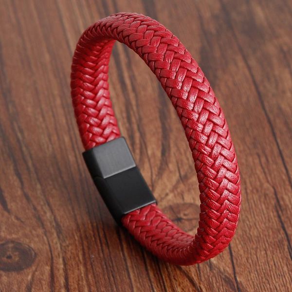 charm bracelets red leather braided men's bracelet for men stainless steel magnetic buckle boy pulseras para hombre friend gift, Golden;silver
charm bracelets red leather braided men's bracelet for men stainless steel magnetic buckle boy pulseras para hombre friend gift, Golden;silver