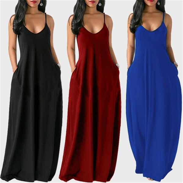 casual dresses 2021 women spaghetti straps summer v-neck sleeveless pockets loose maxi dress lady solid color backless beach, Black;gray
casual dresses 2021 women spaghetti straps summer v-neck sleeveless pockets loose maxi dress lady solid color backless beach, Black;gray