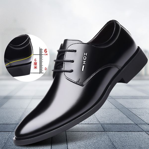 6cm inside height busins drs leather sho men's lace up korean fashion versatile youth, Black
6cm inside height busins drs leather sho men's lace up korean fashion versatile youth, Black