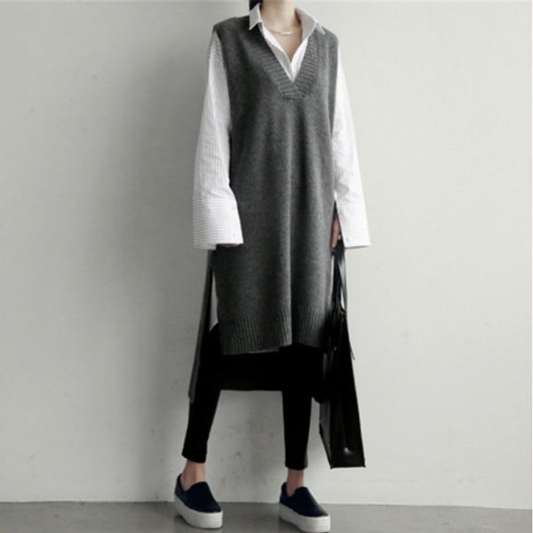 women sleeveless sweaters casual knitted vest autumn winter fashion female vintage long sweater knitting pullover 210423, White;black
women sleeveless sweaters casual knitted vest autumn winter fashion female vintage long sweater knitting pullover 210423, White;black