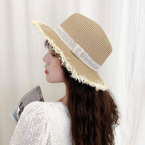 wide brim hats women's woven straw hat handmade weave lace summer flat raw edge sun outdoor protection vacation beach, Blue;gray
wide brim hats women's woven straw hat handmade weave lace summer flat raw edge sun outdoor protection vacation beach, Blue;gray