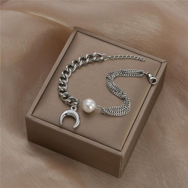 link, chain fashion jewelry stainless steel bracelets moon heart letter b ornaments pearl stitching chains for women party gifts, Black
link, chain fashion jewelry stainless steel bracelets moon heart letter b ornaments pearl stitching chains for women party gifts, Black