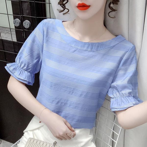 women's blouses & shirts 2021 summer women casual short sleeve o-neck striped chiffon fashion slim elegant office lady clothing, White
women's blouses & shirts 2021 summer women casual short sleeve o-neck striped chiffon fashion slim elegant office lady clothing, White