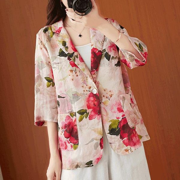 retro print plus size women's blazer coat 2021 spring summer half sleeve single button female casual thin jacket aq343 suits & blazers, White;black
retro print plus size women's blazer coat 2021 spring summer half sleeve single button female casual thin jacket aq343 suits & blazers, White;black