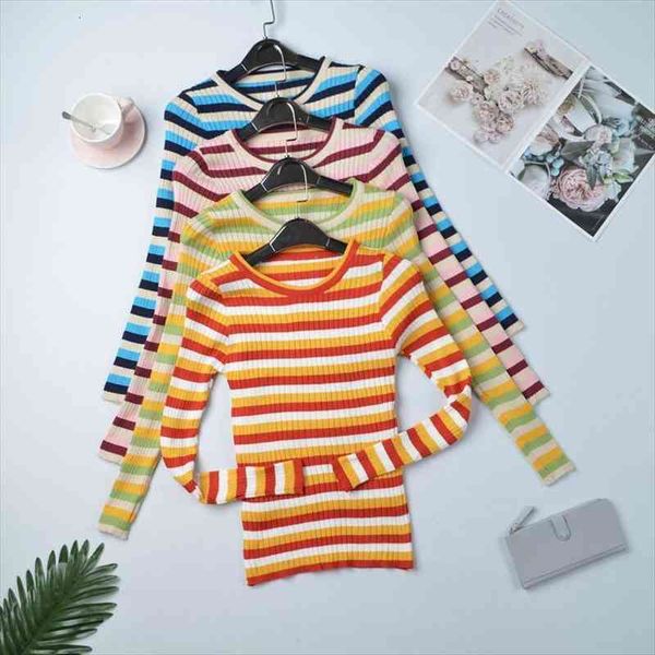 autumn fashion women sweater round neck striped slim long-sleeved knit y1, White;black
autumn fashion women sweater round neck striped slim long-sleeved knit y1, White;black