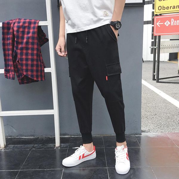 men's multi pockets leisure pants fashion hipster hip hop casual male ankle-length joggers trousers, Black
men's multi pockets leisure pants fashion hipster hip hop casual male ankle-length joggers trousers, Black