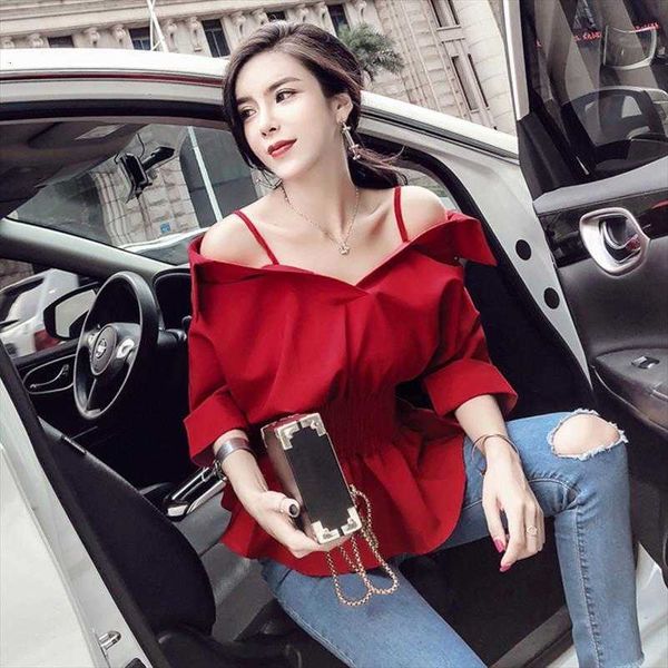 Blusas Mujer De Moda Wear Womens Shirt Summer Slim Puff Sleeve Off Shoulder Exposed Collarbone Cotton Blouse, White
Blusas Mujer De Moda Wear Womens Shirt Summer Slim Puff Sleeve Off Shoulder Exposed Collarbone Cotton Blouse, White