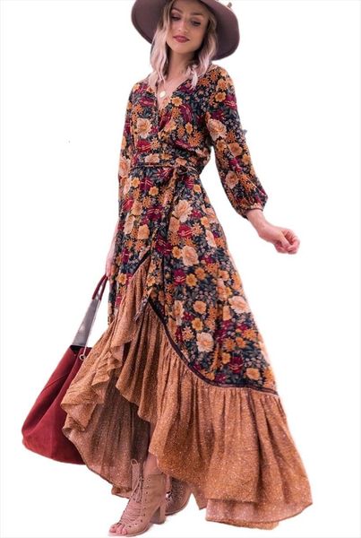 autumn floor length women dress long sleeve printing floral vintage irregular maxi mujer chic wrap, Black;gray
autumn floor length women dress long sleeve printing floral vintage irregular maxi mujer chic wrap, Black;gray