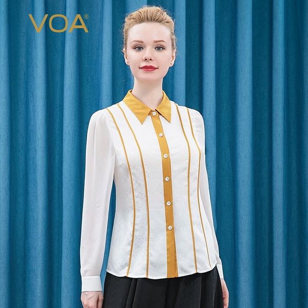 women's blouses & shirts voa silk 22mm white jacquard collar long sleeve shirt filler bonded single-breasted temperament female be127
women's blouses & shirts voa silk 22mm white jacquard collar long sleeve shirt filler bonded single-breasted temperament female be127