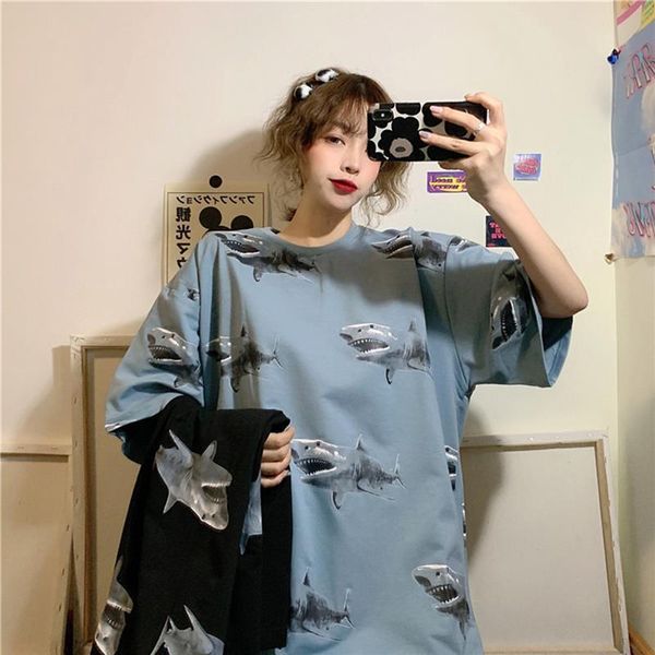 summer cartoon shark print womens t shirts short sleeved loose large size, White
summer cartoon shark print womens t shirts short sleeved loose large size, White