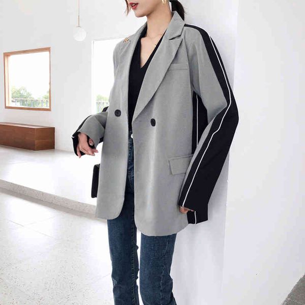 women's jackets deat woman black back hit color white striped long sleeve notched casual style outerwear autumn fashion 15xm390 rz5x, Black;brown
women's jackets deat woman black back hit color white striped long sleeve notched casual style outerwear autumn fashion 15xm390 rz5x, Black;brown