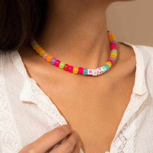 chokers bohemian colorful beads clavicle chain choker necklace for women 2021 fashion trendy letter acrylic charm wedding gift, Golden;silver
chokers bohemian colorful beads clavicle chain choker necklace for women 2021 fashion trendy letter acrylic charm wedding gift, Golden;silver