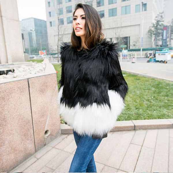 women's fur & faux autumn and winter european american imitation coat women short black white splicing long straight hair
women's fur & faux autumn and winter european american imitation coat women short black white splicing long straight hair