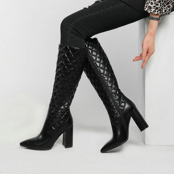 boots black white pu leather women knee high pointed toe ladies square heel side zipper winter big size
boots black white pu leather women knee high pointed toe ladies square heel side zipper winter big size