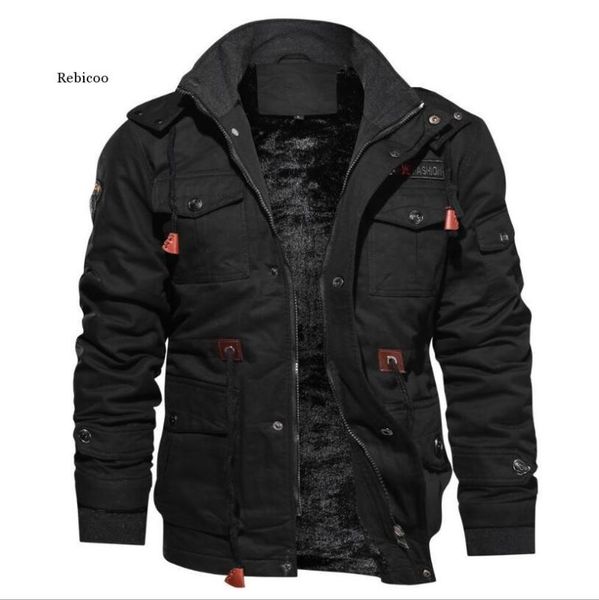 men's jackets winter and coats fleece warm hooded thermal thicker outerwear male military parkas, Black;brown