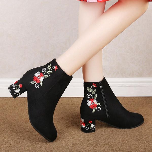 boots women winter warm ankle embroider vintage fashion square heels flower pumps ladies zip suede female shoes, Black
boots women winter warm ankle embroider vintage fashion square heels flower pumps ladies zip suede female shoes, Black