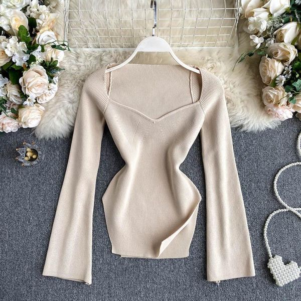 women's sweaters women's knitted sweater pullover square neck women 2022 fashion clothing long sleeve woman pullovers, White;black
women's sweaters women's knitted sweater pullover square neck women 2022 fashion clothing long sleeve woman pullovers, White;black