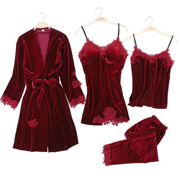 women's sleepwear ladies veet 4pcs set warm winter pajamas sets women lace crochet robe kit sleeveless nightwear gb9l, Black;red
women's sleepwear ladies veet 4pcs set warm winter pajamas sets women lace crochet robe kit sleeveless nightwear gb9l, Black;red