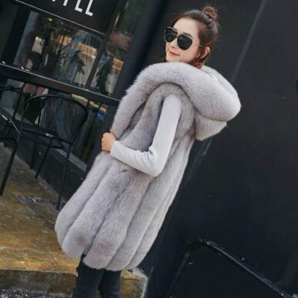 women's fur & faux women's sleeveless fashion 2021 autumn winter vest casual oversize fake jacket with hooded female outerwear, Black
women's fur & faux women's sleeveless fashion 2021 autumn winter vest casual oversize fake jacket with hooded female outerwear, Black