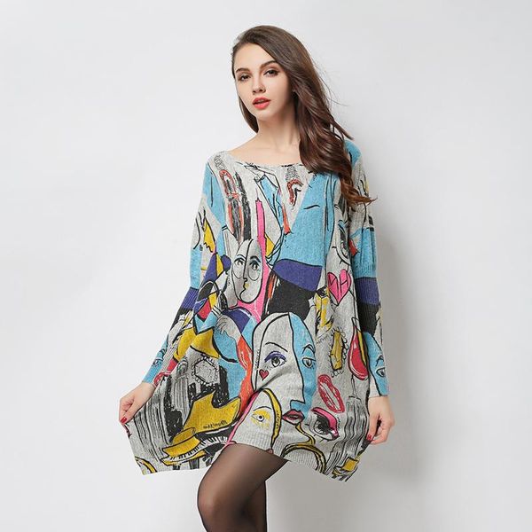 casual dresses autumn winter women wool oversized long sleeves loose charactor print sweater plus size knitting dress 6017, Black;gray
casual dresses autumn winter women wool oversized long sleeves loose charactor print sweater plus size knitting dress 6017, Black;gray