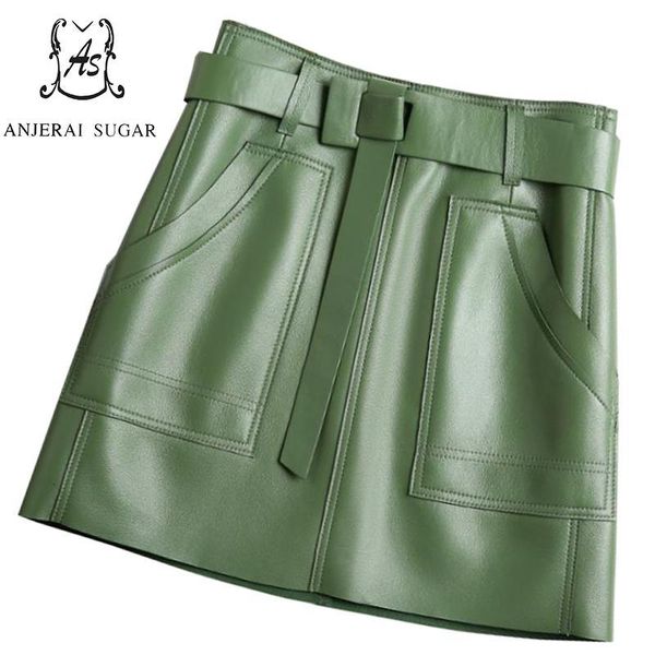 skirts spring autumn women genuine leather short skirt black green pockets high waist belt female ol package hip mini a line
skirts spring autumn women genuine leather short skirt black green pockets high waist belt female ol package hip mini a line