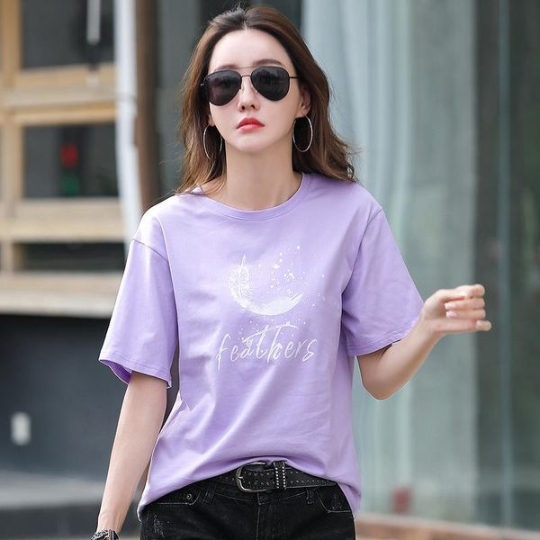 women's t-shirt short sleeve o-neck cotton t-shirts women purple summer simple blue female printed streetwear ladies casual clothes 20, White
women's t-shirt short sleeve o-neck cotton t-shirts women purple summer simple blue female printed streetwear ladies casual clothes 20, White
