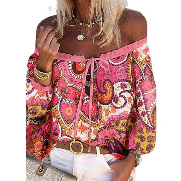 women's blouses & shirts elegant lace-up tassel chic 2021 summer vintage floral print boho women off shoulder flare sleeve blusa, White
women's blouses & shirts elegant lace-up tassel chic 2021 summer vintage floral print boho women off shoulder flare sleeve blusa, White