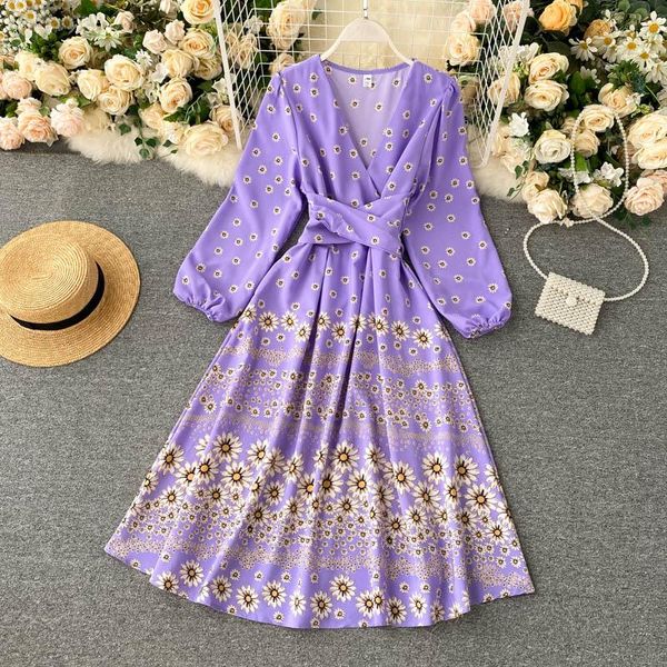 spring autumn women's dress retro korean floral v-neck long-sleeved straps waist slimming female dresses ll936 casual, Black;gray
spring autumn women's dress retro korean floral v-neck long-sleeved straps waist slimming female dresses ll936 casual, Black;gray