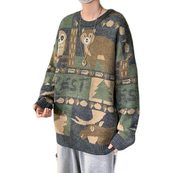 men's sweaters 2021 pullovers harajuku spliced printed knitwear mens loose round collar casual streetwear men pullover, White;black
men's sweaters 2021 pullovers harajuku spliced printed knitwear mens loose round collar casual streetwear men pullover, White;black